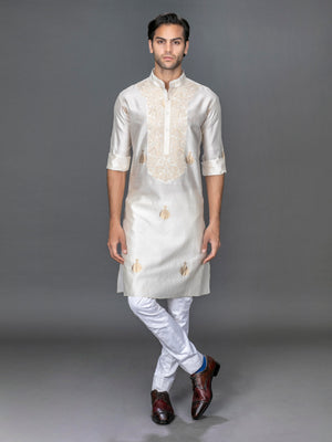 BEIGE SILK KURTA