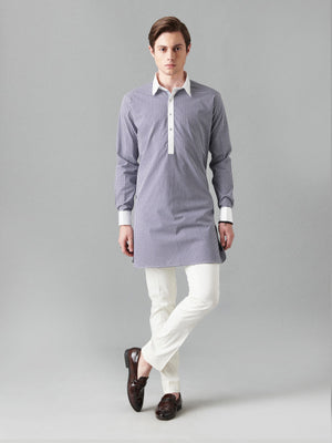 BLUE GINGHAM CHECK KURTA