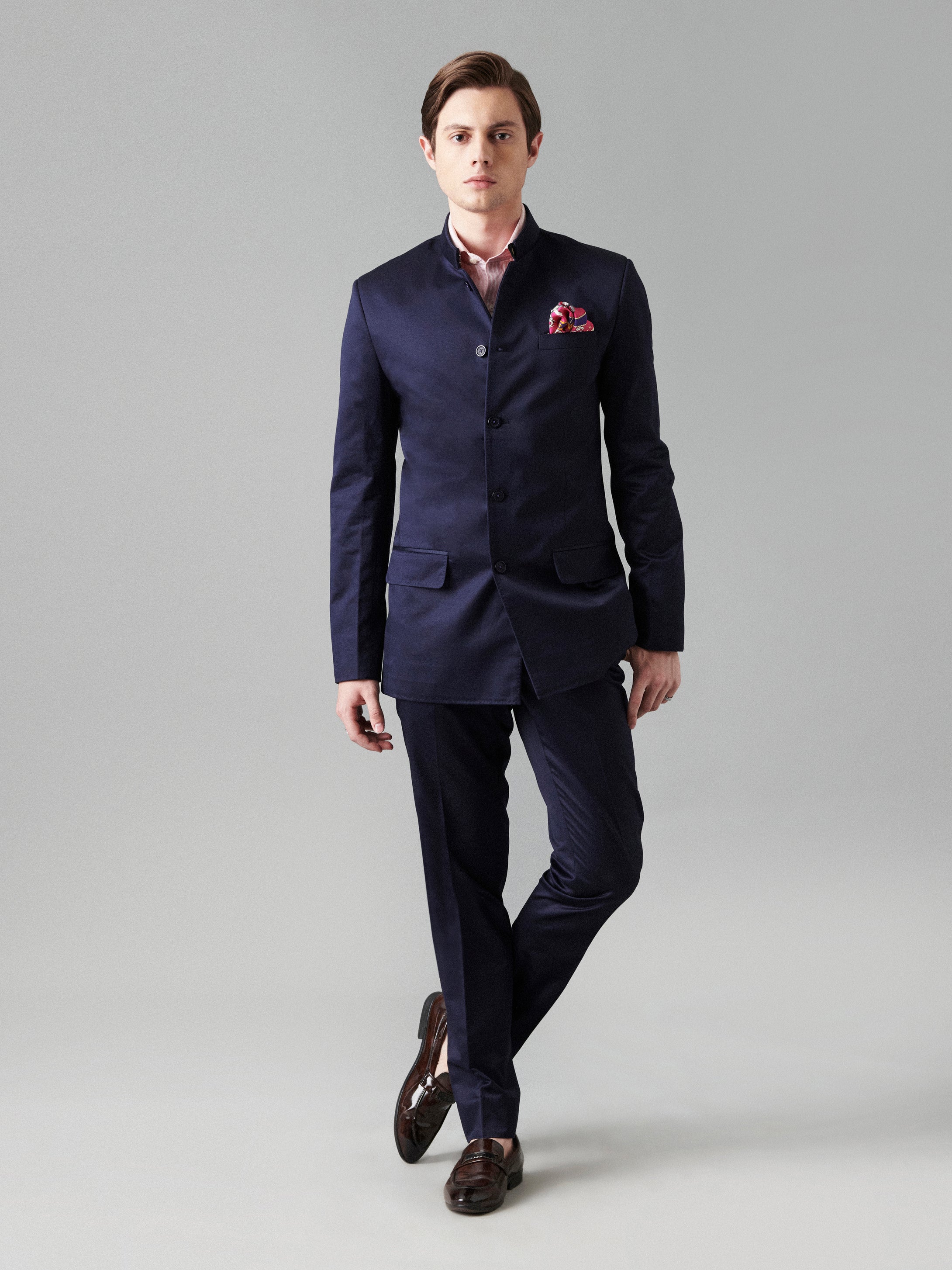 CLASSIQUE NAVY BLUE BANDHGALA SUIT
