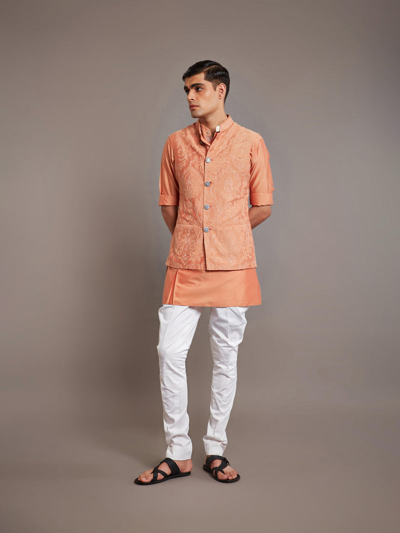 ORANGE COTTON SILK WAISTCOAT