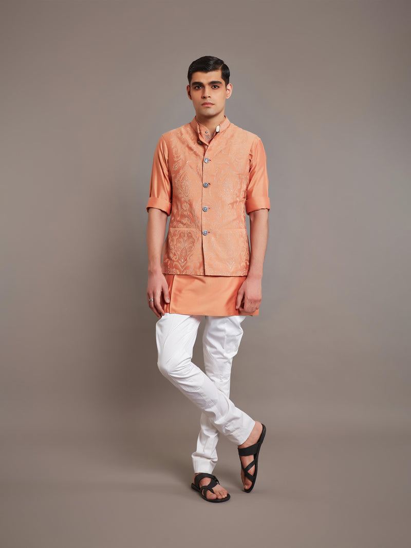 ORANGE COTTON SILK WAISTCOAT
