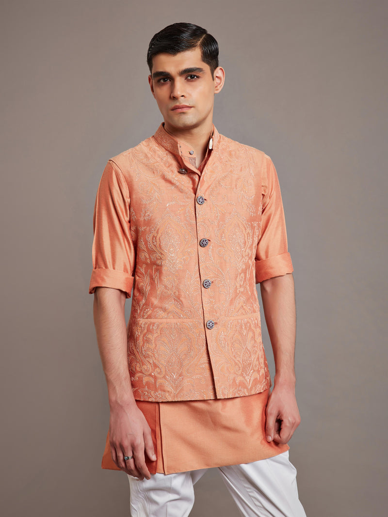 ORANGE COTTON SILK WAISTCOAT