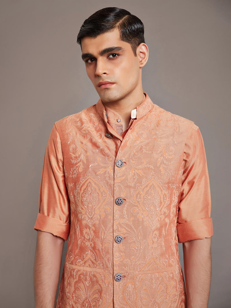 ORANGE COTTON SILK WAISTCOAT