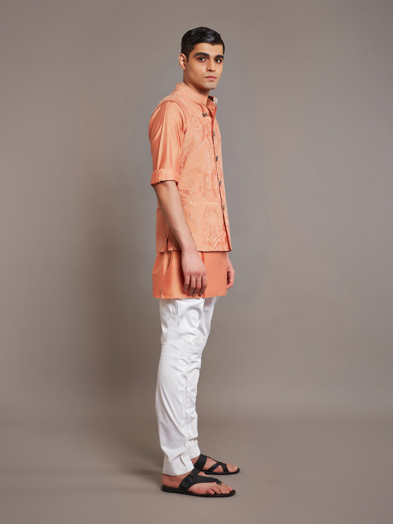 ORANGE COTTON SILK WAISTCOAT