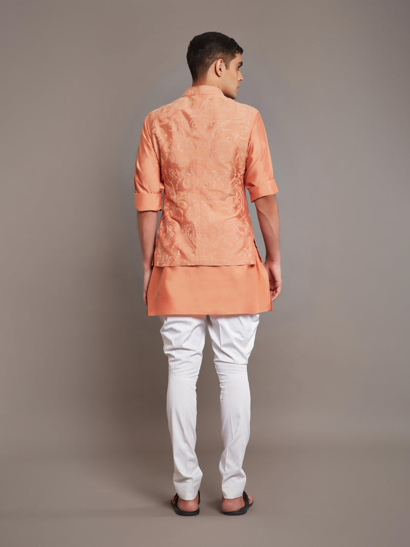 ORANGE COTTON SILK WAISTCOAT