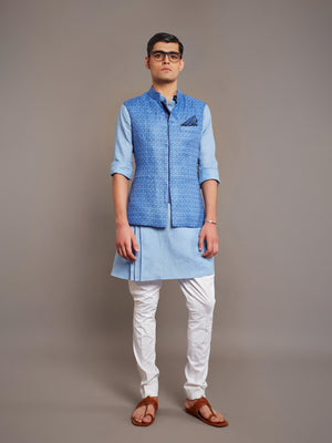 BLUE LINEN WAISTCOAT