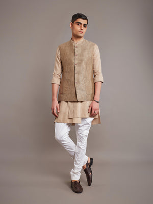 KHAKI LINEN SILK WAISTCOAT