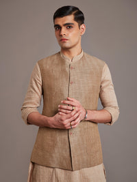 KHAKI LINEN SILK WAISTCOAT