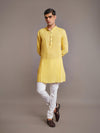 YELLOW LINEN KURTA