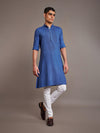 BLUE TUSSAR SILK KURTA