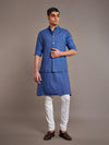 BLUE TUSSAR SILK WAISTCOAT