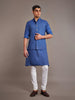 BLUE TUSSAR SILK WAISTCOAT