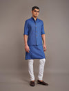 BLUE TUSSAR SILK WAISTCOAT