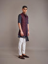 MAROON LINEN SILK LONG WAISTCOAT