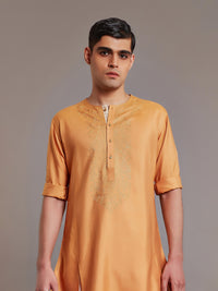 MUSTARD TUSSAR SILK KURTA