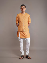 MUSTARD TUSSAR SILK WAISTCOAT