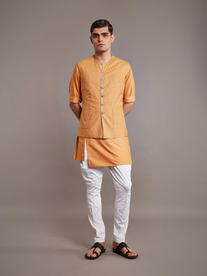 MUSTARD TUSSAR SILK WAISTCOAT