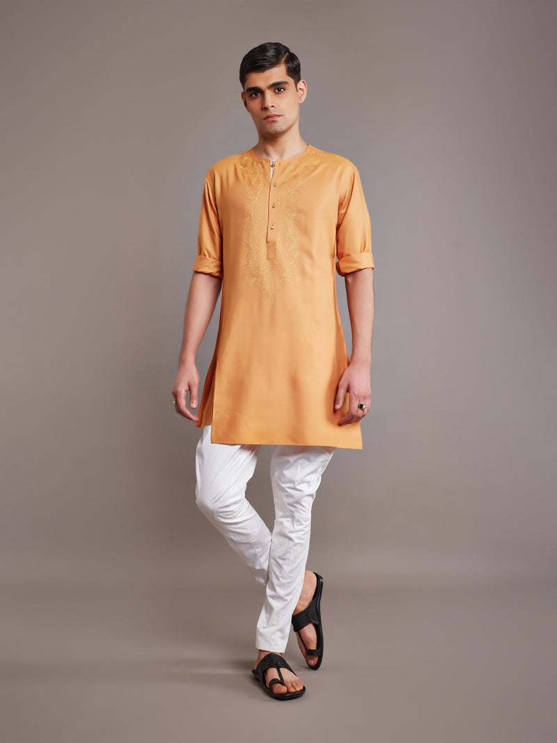 MUSTARD TUSSAR SILK KURTA