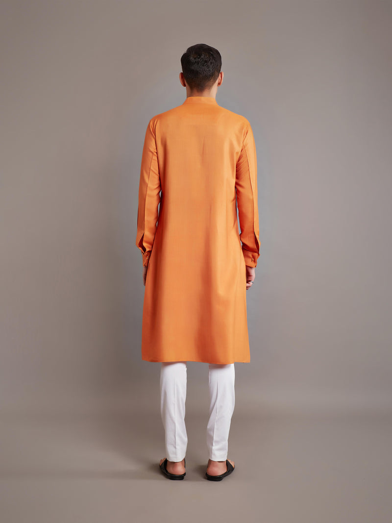 ORANGE TUSSAR SILK KURTA