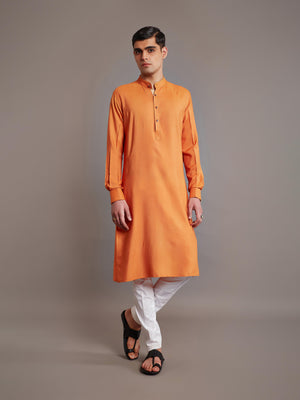 ORANGE TUSSAR SILK KURTA