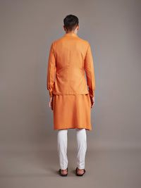 ORANGE TUSSAR SILK WAISTCOAT
