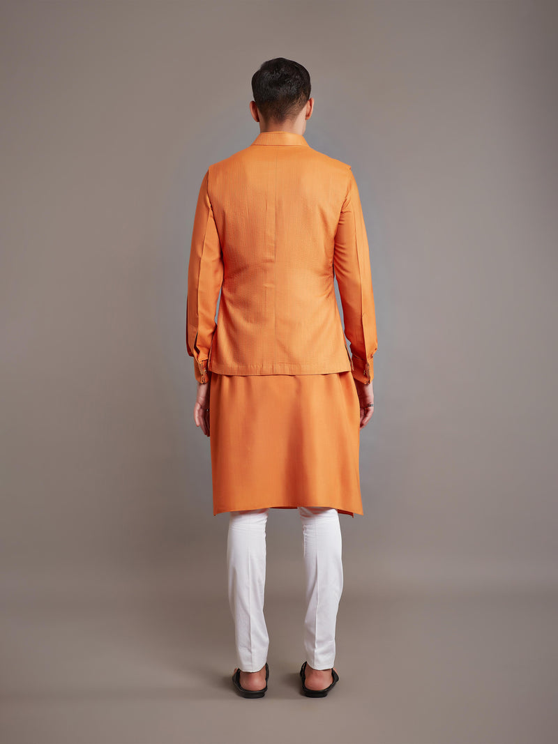 ORANGE TUSSAR SILK WAISTCOAT