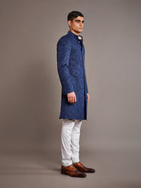 NAVY LINEN SILK ACHKAN