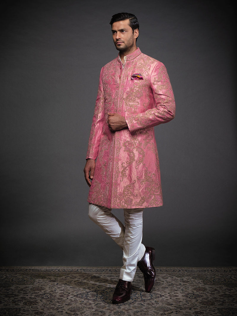 PINK BROCADE EMBROIDERED ACHKAN