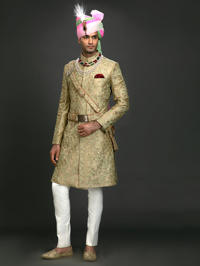 GREEN BROCADE ACHKAN