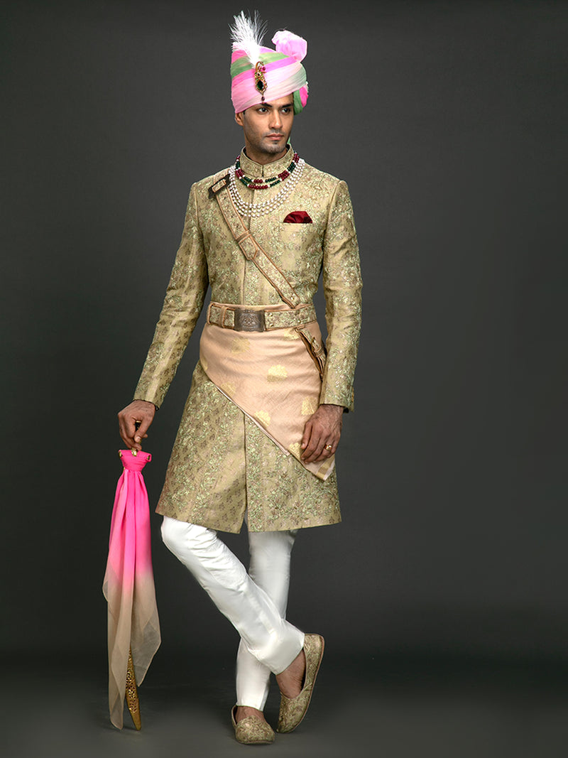 GREEN BROCADE ACHKAN