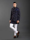 BLUE SILK BANDHGALA JACKET