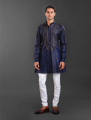 BLUE SILK KURTA