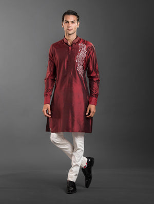 MAROON SILK KURTA