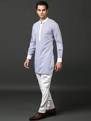 BLUE STRIPED SHORT KURTA