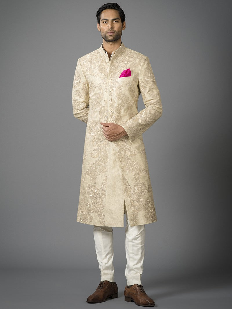 IVORY CROWN EMBROIDERED ACHKAN