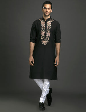 BLACK SILK KURTA