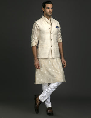 OFF WHITE TUSSAR SILK WAISTCOAT