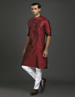MAROON SILK KURTA