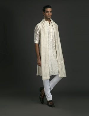 OFF WHITE SILK CHANDERI KURTA