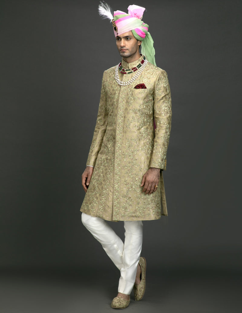 GREEN BROCADE ACHKAN