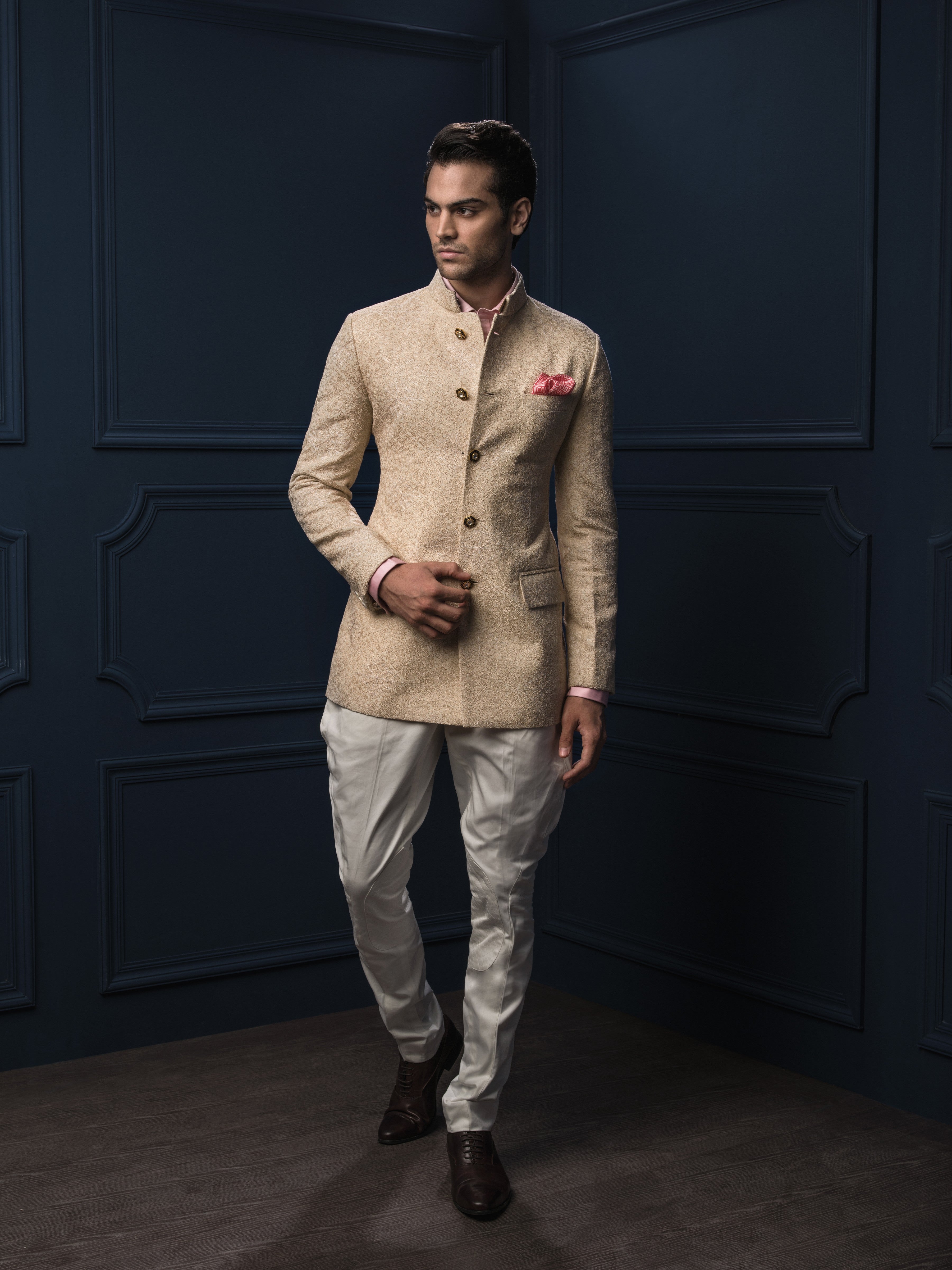 Buy The Rich Look Designer 5 Button Bandhgala/Jodhpuri Suit Casual | Formal  for Men's Available in 5 Size | Bandhgala Suit with Trouser (44, Camel) at  Amazon.in