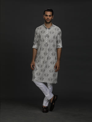 OFF WHITE SILK KURTA