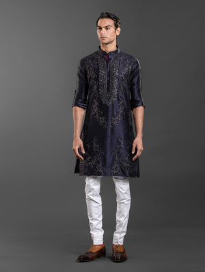 NAVY BLUE SILK KURTA