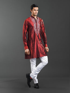 MAROON SILK KURTA