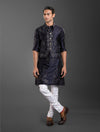 NAVY BLUE SILK WAISTCOAT
